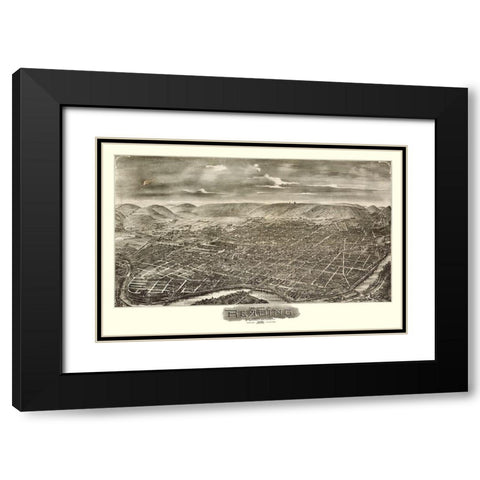 Reading Pennsylvania - Moyer 1898  Black Modern Wood Framed Art Print with Double Matting by Moyer