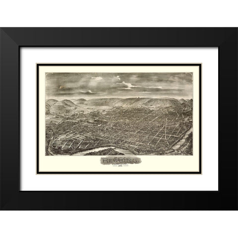 Reading Pennsylvania - Moyer 1898  Black Modern Wood Framed Art Print with Double Matting by Moyer