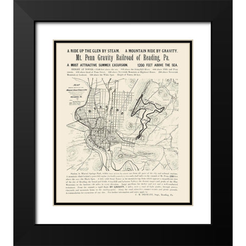 Reading Pennsylvania -1890 Black Modern Wood Framed Art Print with Double Matting by Unknown