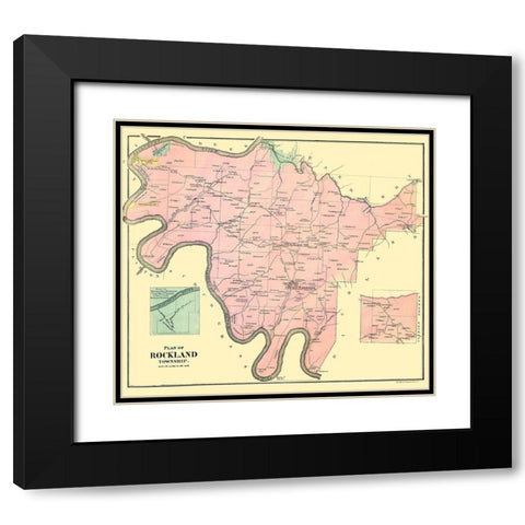 Rockland Pennsylvania Landowner - Mayer 1865 Black Modern Wood Framed Art Print with Double Matting by Mayer