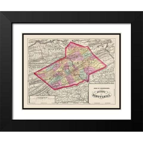 Schuylkill Pennsylvania - Walling 1872 Black Modern Wood Framed Art Print with Double Matting by Walling