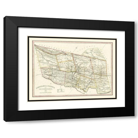 Schuylkill County Pennsylvania - 1830 Black Modern Wood Framed Art Print with Double Matting by Unknown