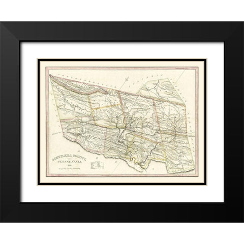 Schuylkill County Pennsylvania - 1830 Black Modern Wood Framed Art Print with Double Matting by Unknown