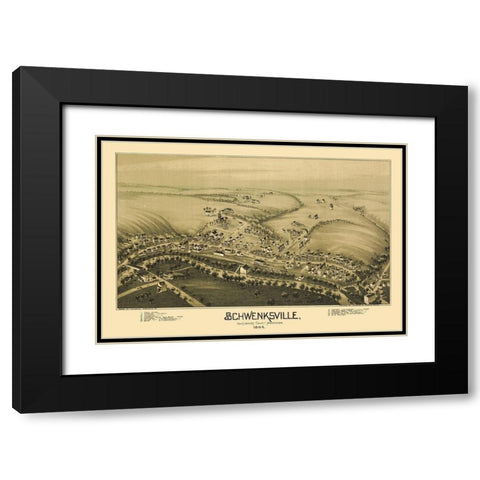 Schwenksville Pennsylvania - Fowler 1894  Black Modern Wood Framed Art Print with Double Matting by Fowler