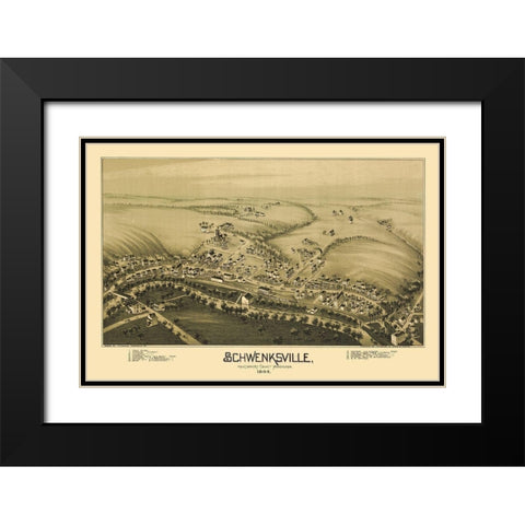 Schwenksville Pennsylvania - Fowler 1894  Black Modern Wood Framed Art Print with Double Matting by Fowler