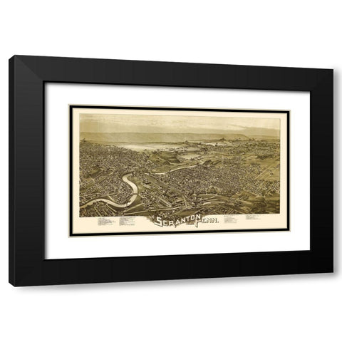 Scranton Pennsylvania - Fowler 1890  Black Modern Wood Framed Art Print with Double Matting by Fowler