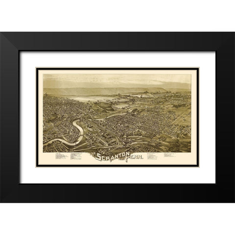 Scranton Pennsylvania - Fowler 1890  Black Modern Wood Framed Art Print with Double Matting by Fowler