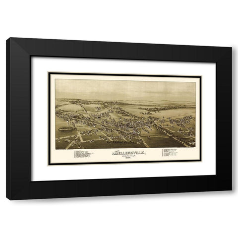 Sellersville Pennsylvania - Fowler 1894  Black Modern Wood Framed Art Print with Double Matting by Fowler