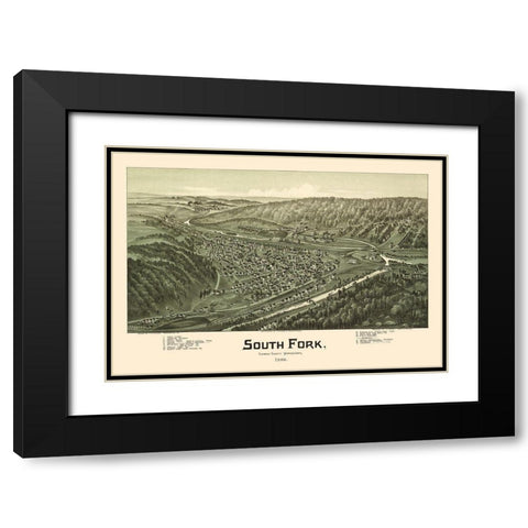 South Fork Pennsylvania - Fowler 1900  Black Modern Wood Framed Art Print with Double Matting by Fowler