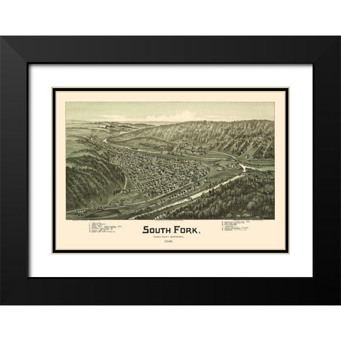 South Fork Pennsylvania - Fowler 1900  Black Modern Wood Framed Art Print with Double Matting by Fowler