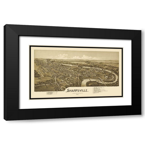 Sharpsville Pennsylvania - Fowler 1901  Black Modern Wood Framed Art Print with Double Matting by Fowler