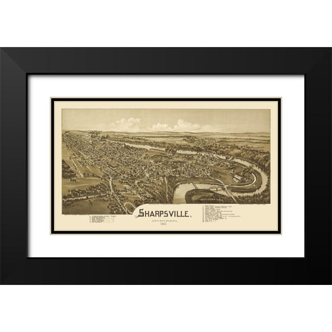 Sharpsville Pennsylvania - Fowler 1901  Black Modern Wood Framed Art Print with Double Matting by Fowler