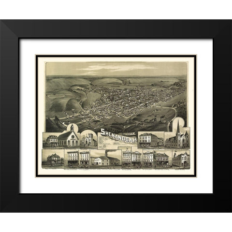 Shenandoah Pennsylvania - Fowler 1889  Black Modern Wood Framed Art Print with Double Matting by Fowler
