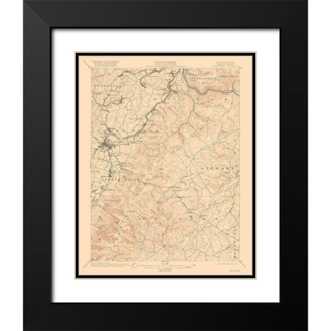 Uniontown Pennsylvania Quad - USGS 1900 Black Modern Wood Framed Art Print with Double Matting by USGS