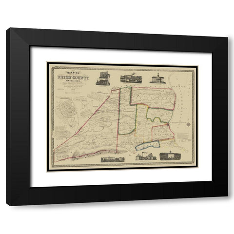 Union County Pennsylvania - Pasehall 1856 Black Modern Wood Framed Art Print with Double Matting by Pasehall