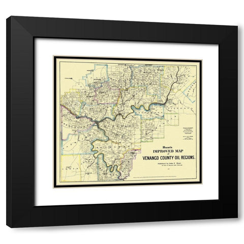 Venango Pennsylvania Landowner - Hunt 1865 Black Modern Wood Framed Art Print with Double Matting by Hunt