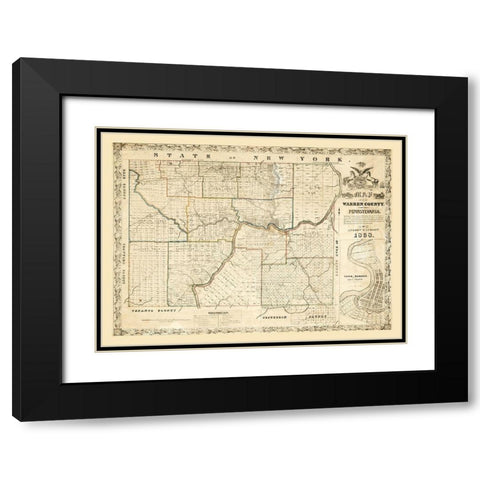 Warren County Pennsylvania - Ludlow 1838 Black Modern Wood Framed Art Print with Double Matting by Ludlow