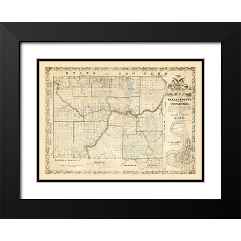 Warren County Pennsylvania - Ludlow 1838 Black Modern Wood Framed Art Print with Double Matting by Ludlow