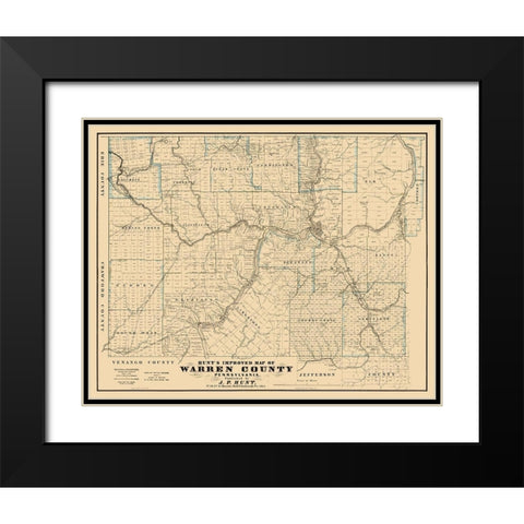 Warren County Pennsylvania - Hunt 1865 Black Modern Wood Framed Art Print with Double Matting by Hunt