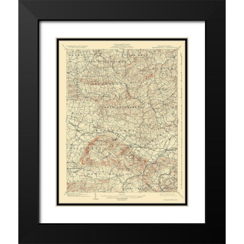 Wernersville Pennsylvania Quad - USGS 1902 Black Modern Wood Framed Art Print with Double Matting by USGS