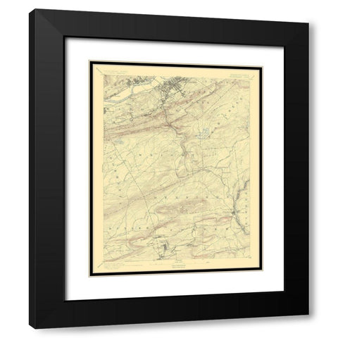 WilkesBarre Pennsylvania Sheet - USGS 1891 Black Modern Wood Framed Art Print with Double Matting by USGS