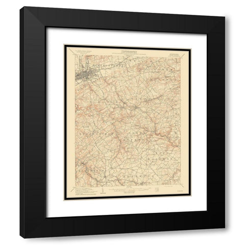 York Pennsylvania Quad - USGS 1910 Black Modern Wood Framed Art Print with Double Matting by USGS