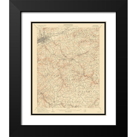 York Pennsylvania Quad - USGS 1910 Black Modern Wood Framed Art Print with Double Matting by USGS