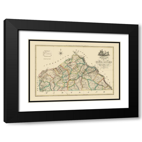 York County Pennsylvania - Wagner 1821 Black Modern Wood Framed Art Print with Double Matting by Wagner