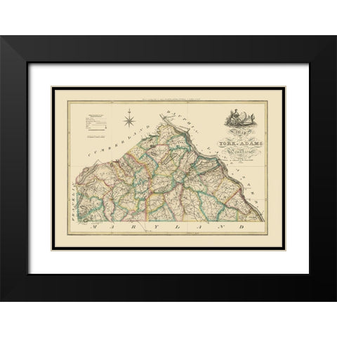 York County Pennsylvania - Wagner 1821 Black Modern Wood Framed Art Print with Double Matting by Wagner