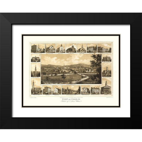 York Pennsylvania - Williams 1852  Black Modern Wood Framed Art Print with Double Matting by Williams