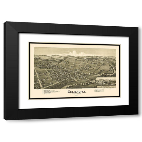 Zelienople Pennsylvania - Fowler 1901  Black Modern Wood Framed Art Print with Double Matting by Fowler