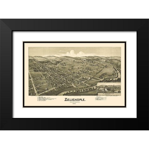 Zelienople Pennsylvania - Fowler 1901  Black Modern Wood Framed Art Print with Double Matting by Fowler