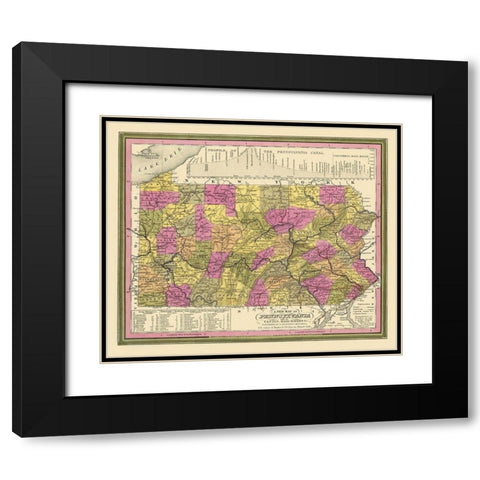 Pennsylvania - Mitchell 1846 Black Modern Wood Framed Art Print with Double Matting by Mitchell