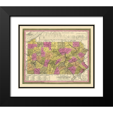 Pennsylvania - Mitchell 1846 Black Modern Wood Framed Art Print with Double Matting by Mitchell