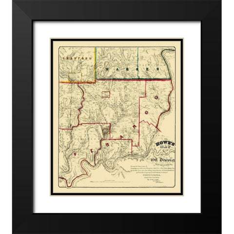 Oil Districts Pennsylvania with Landowners Black Modern Wood Framed Art Print with Double Matting by Howe