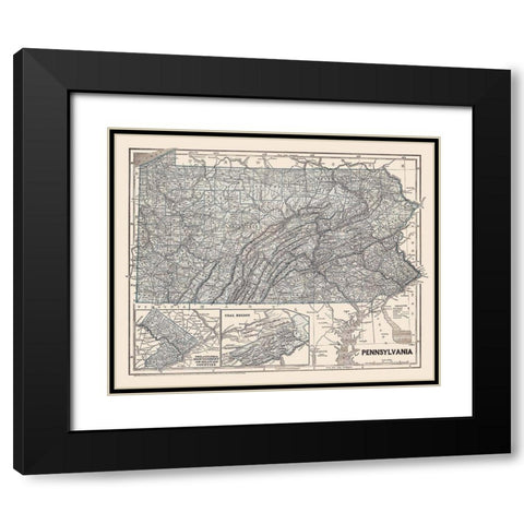 Pennsylvania - Morse 1845 Black Modern Wood Framed Art Print with Double Matting by Morse
