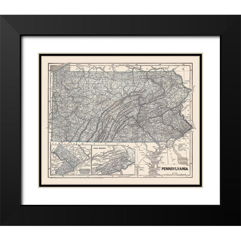 Pennsylvania - Morse 1845 Black Modern Wood Framed Art Print with Double Matting by Morse