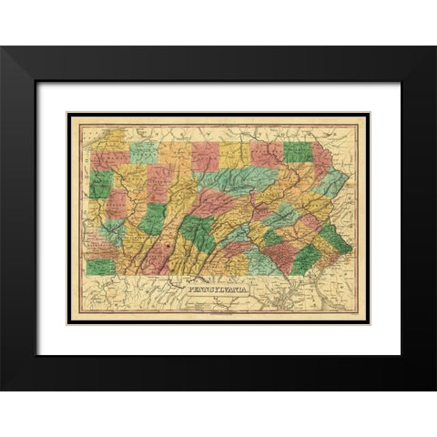Pennsylvania - Finley 1829  Black Modern Wood Framed Art Print with Double Matting by Finley