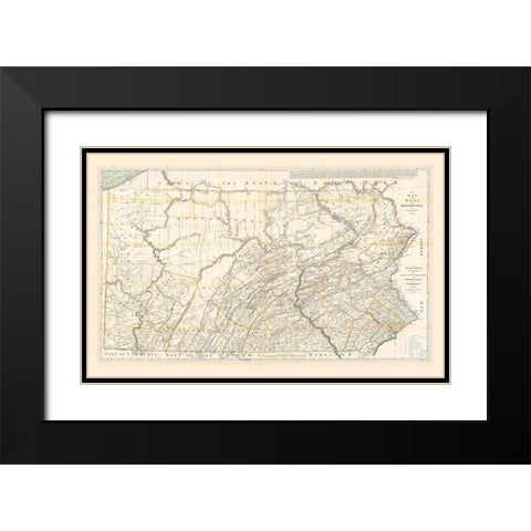 Pennsylvania - Howell 1792  Black Modern Wood Framed Art Print with Double Matting by Howell