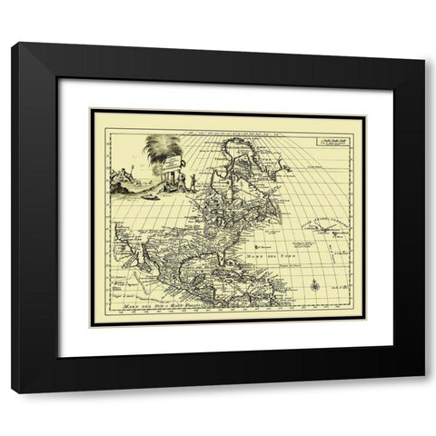 North America - 1750 Black Modern Wood Framed Art Print with Double Matting by Unknown