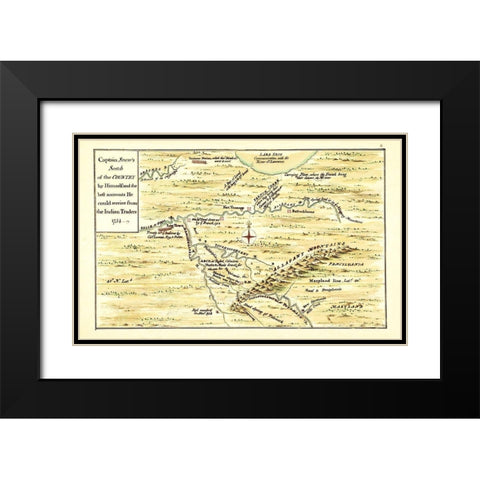 Captain Snows Sketch of Country - Snow 1754 Black Modern Wood Framed Art Print with Double Matting by Snow