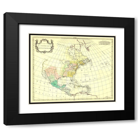 North America - 1754 Black Modern Wood Framed Art Print with Double Matting by Unknown