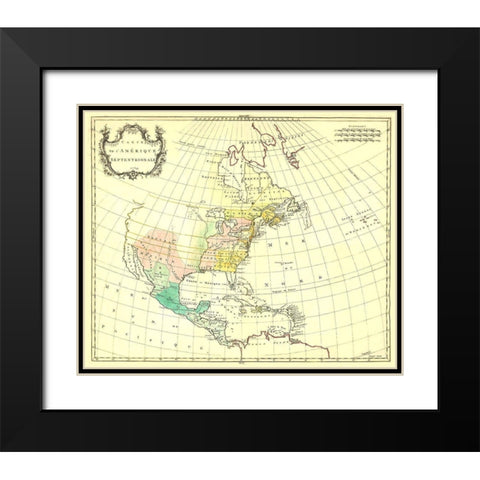 North America - 1754 Black Modern Wood Framed Art Print with Double Matting by Unknown