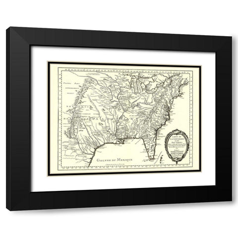 Louisiana with Neighboring Countries - 1750 Black Modern Wood Framed Art Print with Double Matting by Unknown