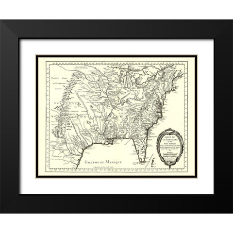 Louisiana with Neighboring Countries - 1750 Black Modern Wood Framed Art Print with Double Matting by Unknown