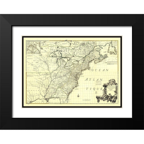 America with French English Establishments - 1756 Black Modern Wood Framed Art Print with Double Matting by Unknown