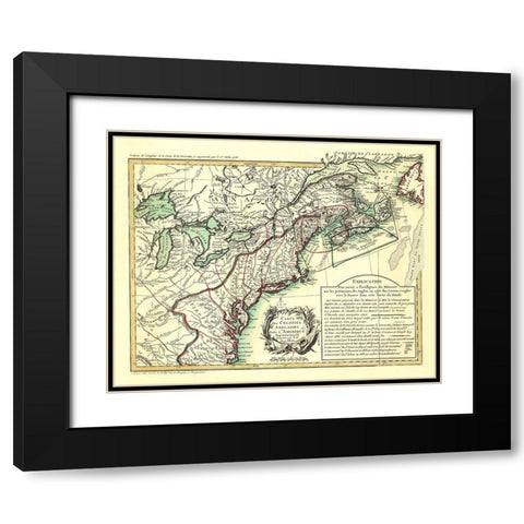 English Colonies in North America - Overton 1756 Black Modern Wood Framed Art Print with Double Matting by Overton