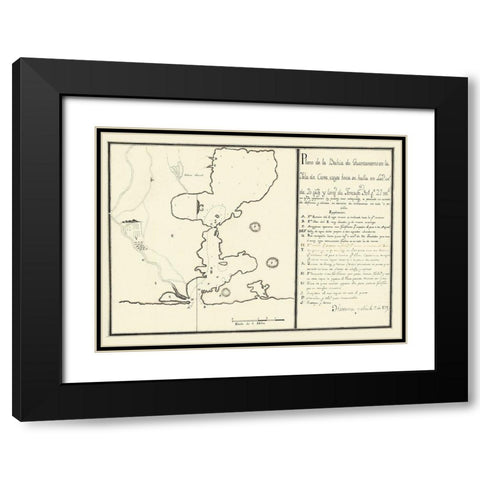 Plan of Guantanamo Bay On the Island of Cuba 1751 Black Modern Wood Framed Art Print with Double Matting by Unknown