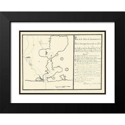 Plan of Guantanamo Bay On the Island of Cuba 1751 Black Modern Wood Framed Art Print with Double Matting by Unknown