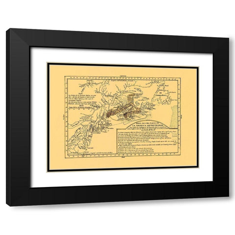 North America Septentrional - 1750 Black Modern Wood Framed Art Print with Double Matting by Unknown